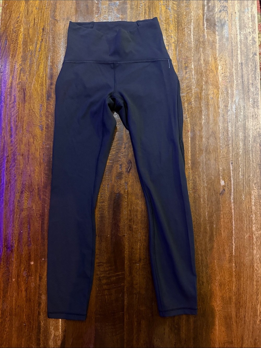 lululemon athletica Black High-Rise Leggings with Mesh Panel Detail. 7/8 NWOT